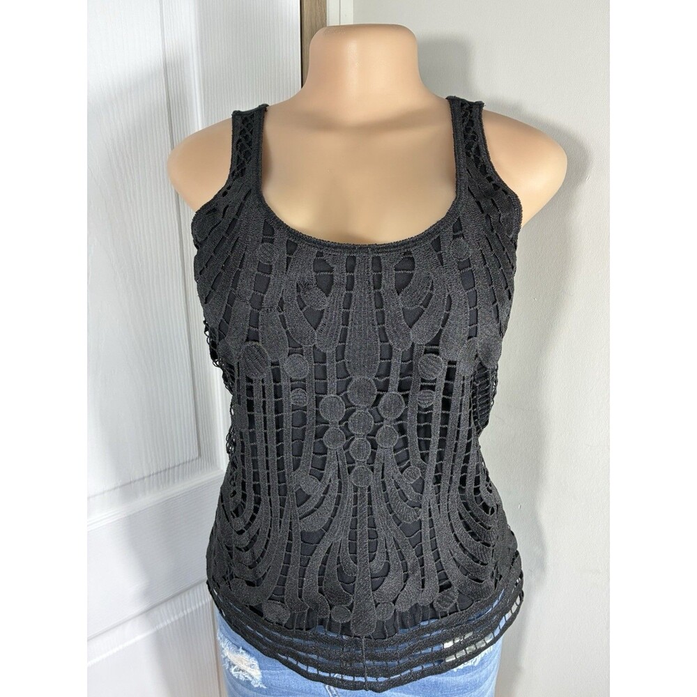 Express Tank Top Women Sz S Crochet Lace Black